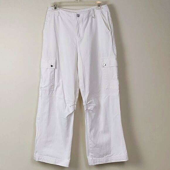 Princess Polly White Wide Leg Patch Pockets Denim Pants Size 4 - Picture 1 of 16